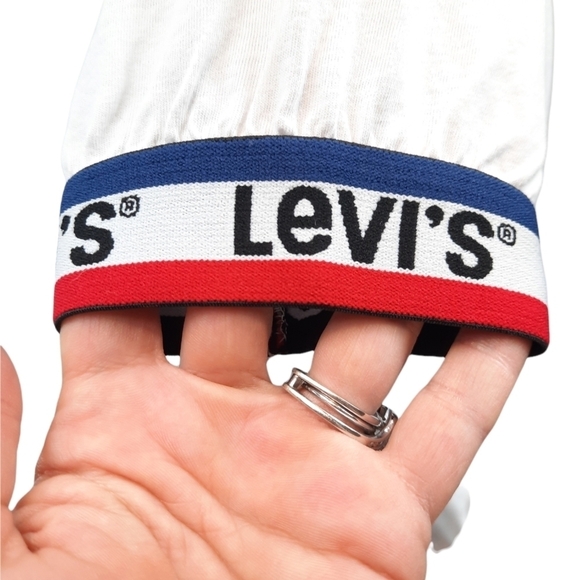 Levi's Crop Top Puff Sleeve with Red, White, & Blue Tee Shirt Size Medium Women - Picture 6 of 9
